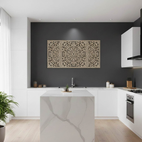 Hand-carved wooden decoration brings harmony and style