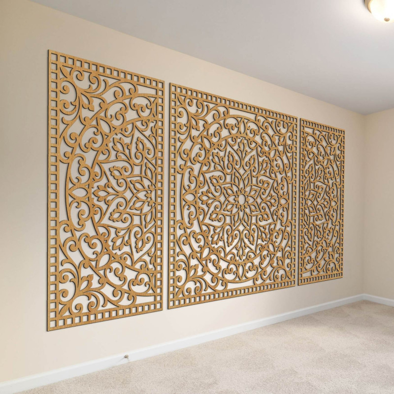 Wooden mandala with fine details for balance and positive energy