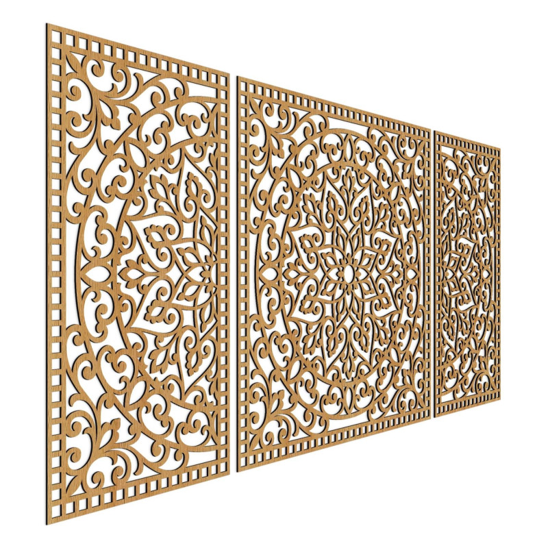 Wooden mandala with fine details for balance and positive energy