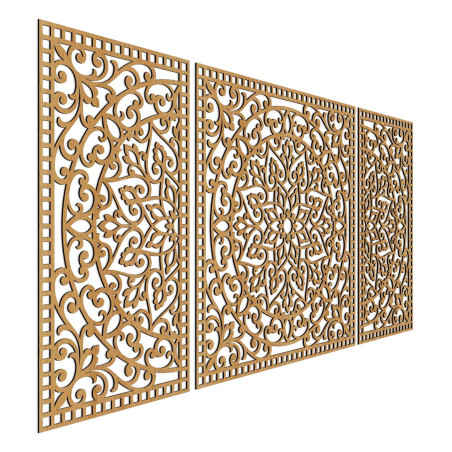 Wooden mandala with fine details for balance and positive energy