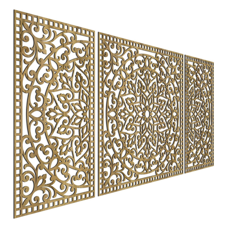 Wooden mandala with fine details for balance and positive energy