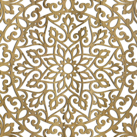 Wooden mandala with fine details for balance and positive energy