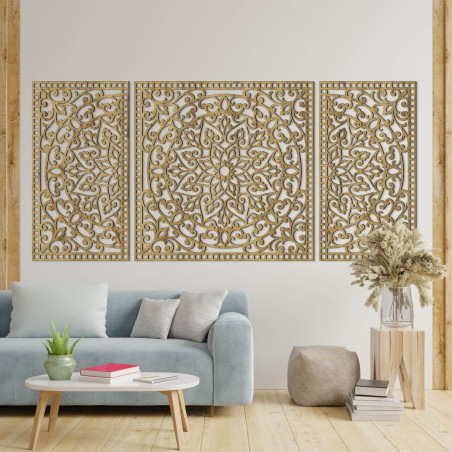 Wooden mandala with fine details for balance and positive energy