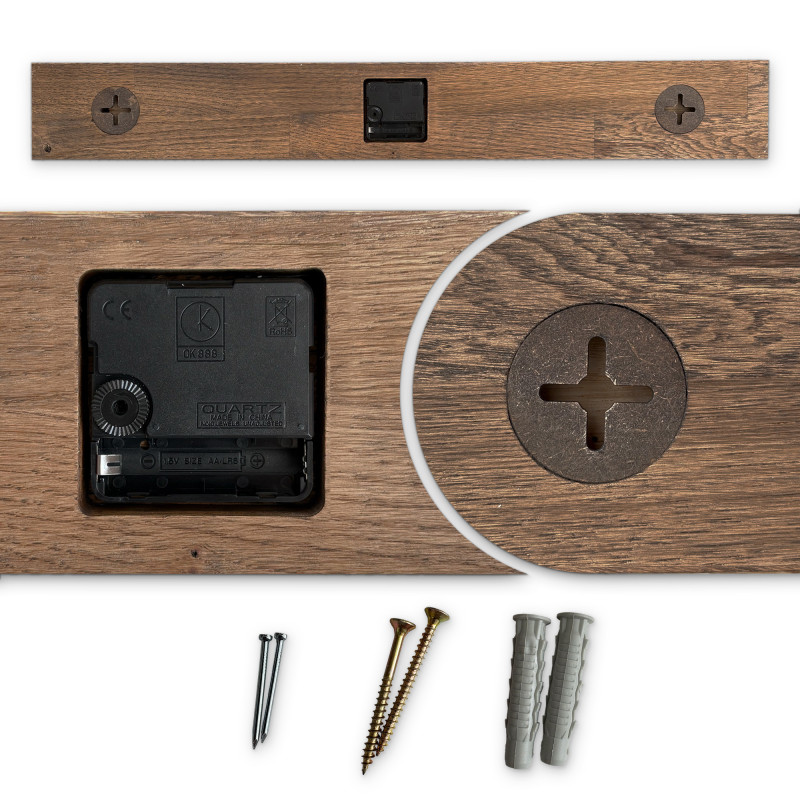 Minimalist elegant wall clock made of oak wood...