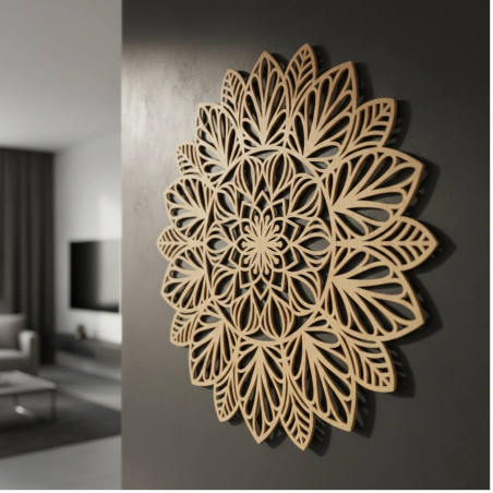Wooden Mandala Wall Art: Floral Home Decor - LOTUS
