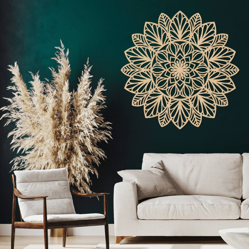 Wooden Mandala Wall Art: Floral Home Decor - LOTUS