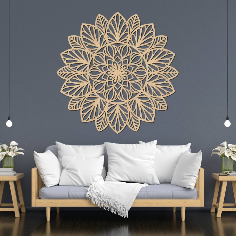 Wooden Mandala Wall Art: Floral Home Decor - LOTUS