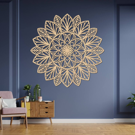 Wooden Mandala Wall Art: Floral Home Decor - LOTUS