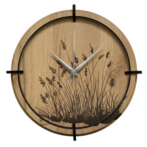 Wooden wall clock with meadow motif 2