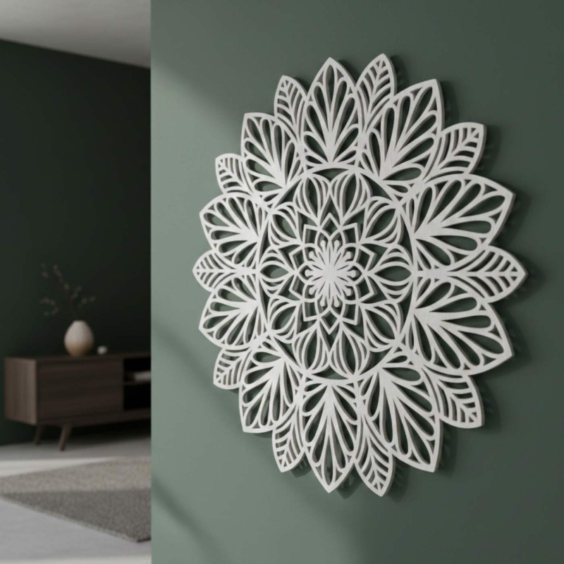 Wooden mandala on the wall - modern wall decoration for the living room