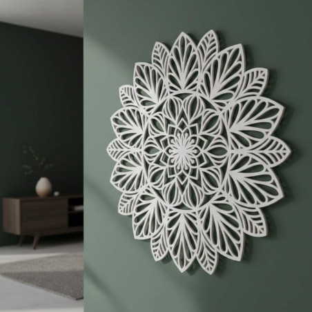 Wooden mandala on the wall - modern wall decoration for the living room