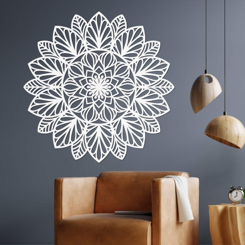 Wooden mandala on the wall - modern wall decoration for the living room