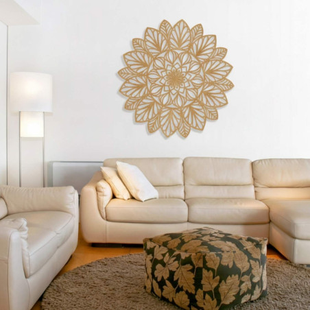 Wooden mandala painting - designer decoration for the living room