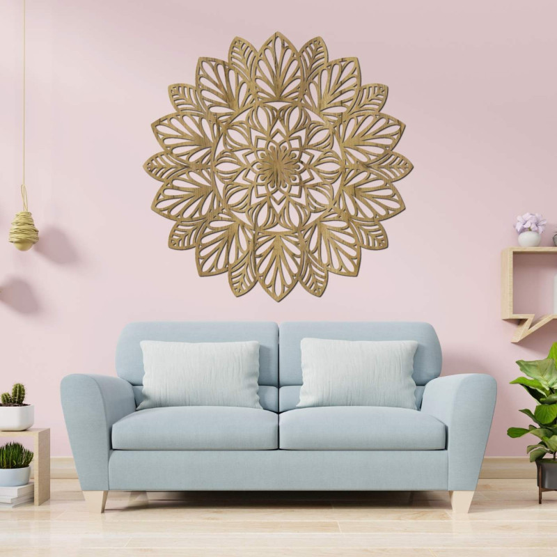 Wooden mandala painting - designer decoration for the living room