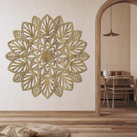 Wooden mandala painting - designer decoration for the living room