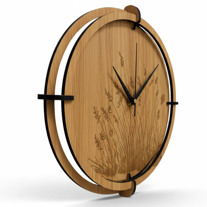 Silent wall clock with a subtle nature motif