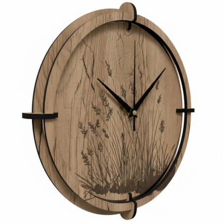 Wooden clock with grass motif | Halifax oak
