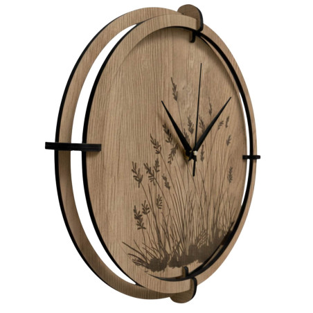 Wooden clock with grass motif | Halifax oak