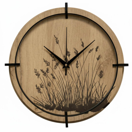 Wooden clock with grass motif | Halifax oak