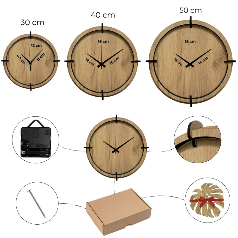 Wooden wall clock | Golden oak