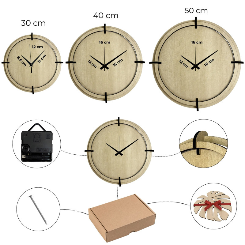 Wooden wall clock meadow grass - Maple