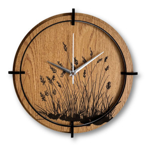 Wooden wall clock meadow grass | Oak 2