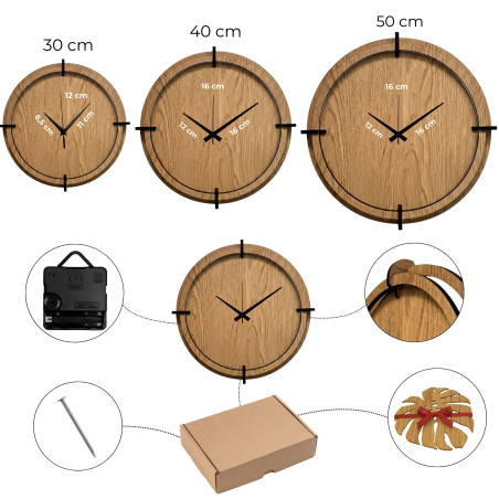 Wooden wall clock meadow grass Oak