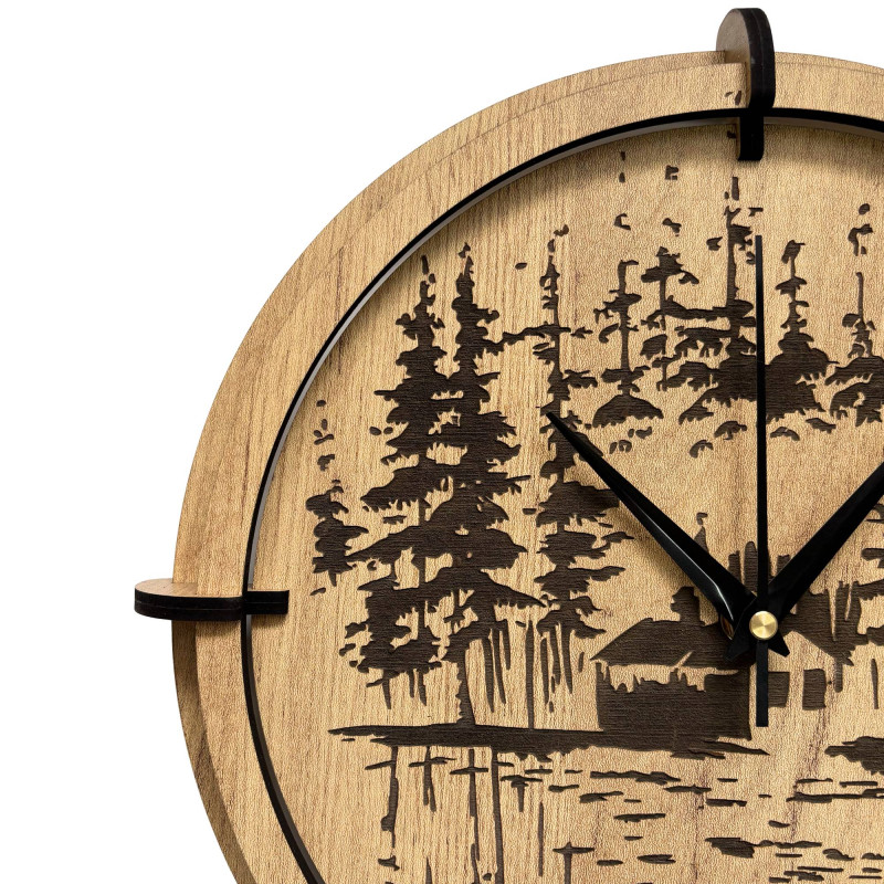 Nature in every detail: Golden oak wooden clock.