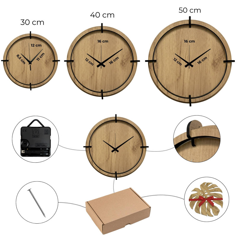 Wall clock forest cabin golden oak - HORST