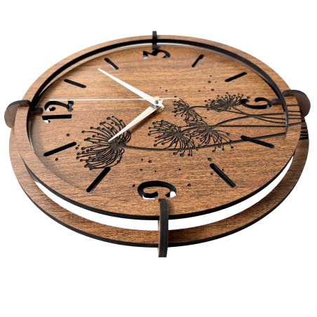 Designer clock with silent quartz mechanism and silver hands