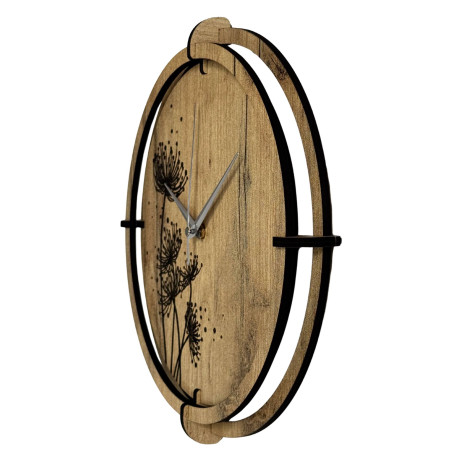 Wall clock with 3D numbers in oak decor for a stylish interior.