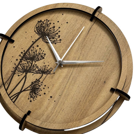 Wall clock with 3D numbers in oak decor for a stylish interior.