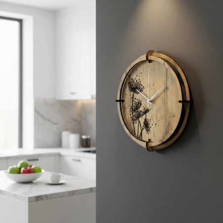 Modern wooden clock Púpava | Golden oak