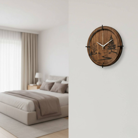 Clocks for a modern living room and an elegant bedroom.