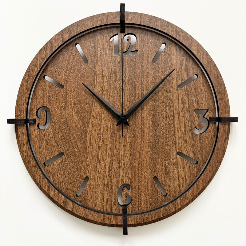 Modern wall clock for the living room - Walnut wenge