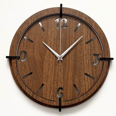 Modern wall clock for the living room - Walnut wenge