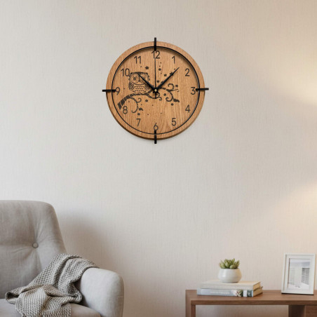 Wooden clock with an owl - a stylish and original interior accessory