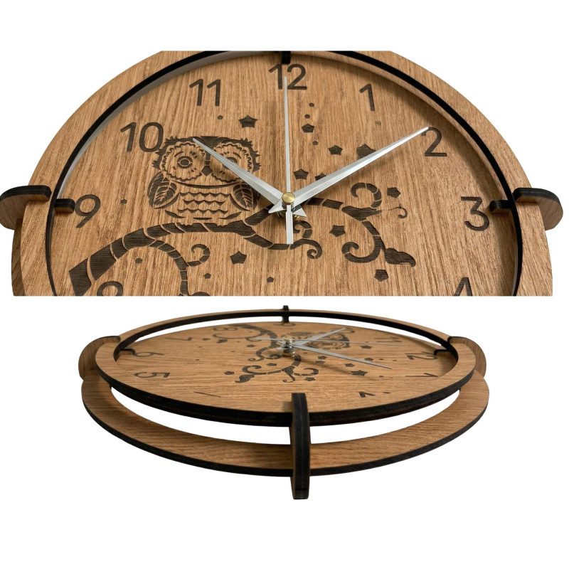 Decorative clock with an owl - a unique design for the living room