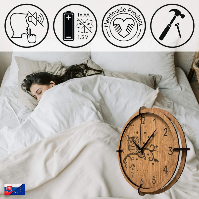 Decorative clock with an owl - a unique design for the living room