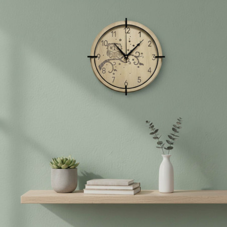 Silent maple owl clock - a perfect addition to a child's room and playroom.