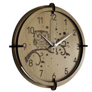 Maple owl clock for children - quiet, playful and ideal for a child's room. 2