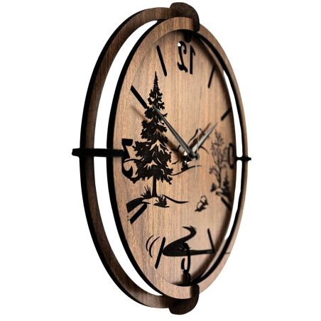 Wooden 3D clock with a forest and mountain motif - bring a piece of wild nature right into your home.