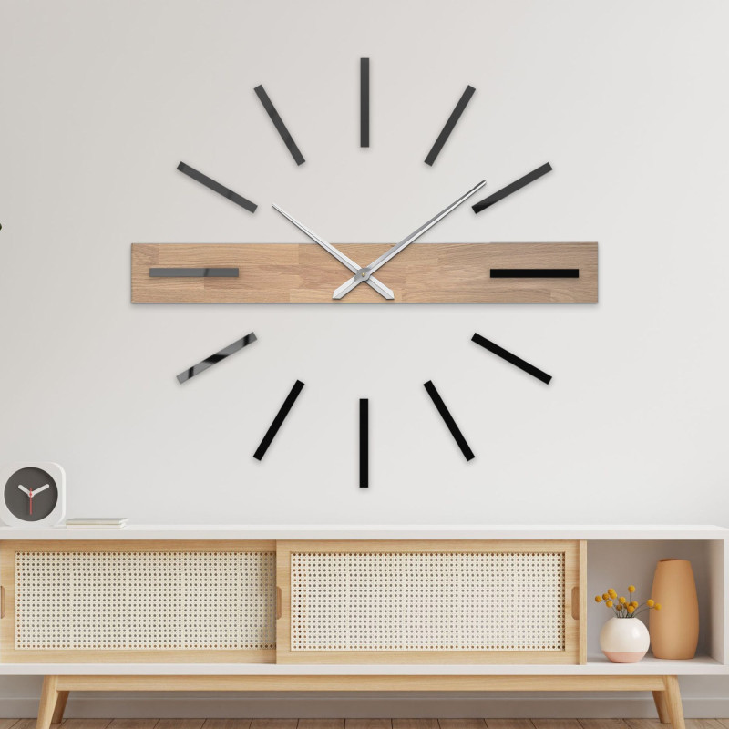 Stylish wooden clock with metal hands