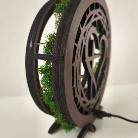 Modern lamp with 3D motif and living moss. Handmade in Slovakia for your interior.