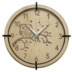 Maple owl clock for children - quiet, playful and ideal for a child's room. 2