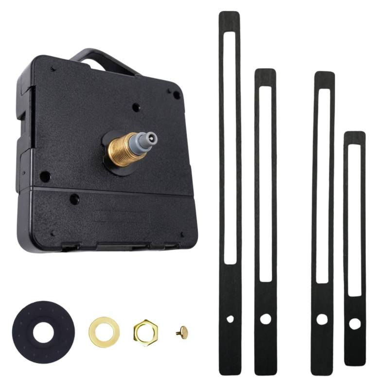 Minimalist black wall clock hands made of beech veneer.