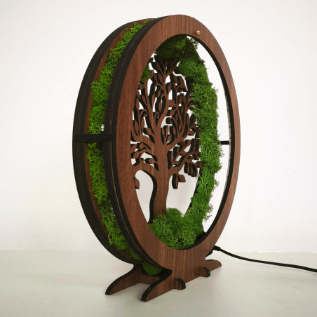LED lamp Tree of Life with moss - table decoration for the living room.