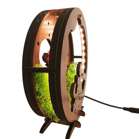 LED decoration Little Prince with airplane | Wenge walnut