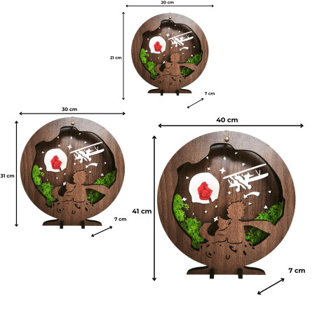 LED decoration Little Prince with airplane | Wenge walnut
