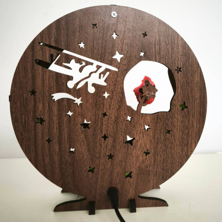 LED decoration Little Prince with airplane | Wenge walnut